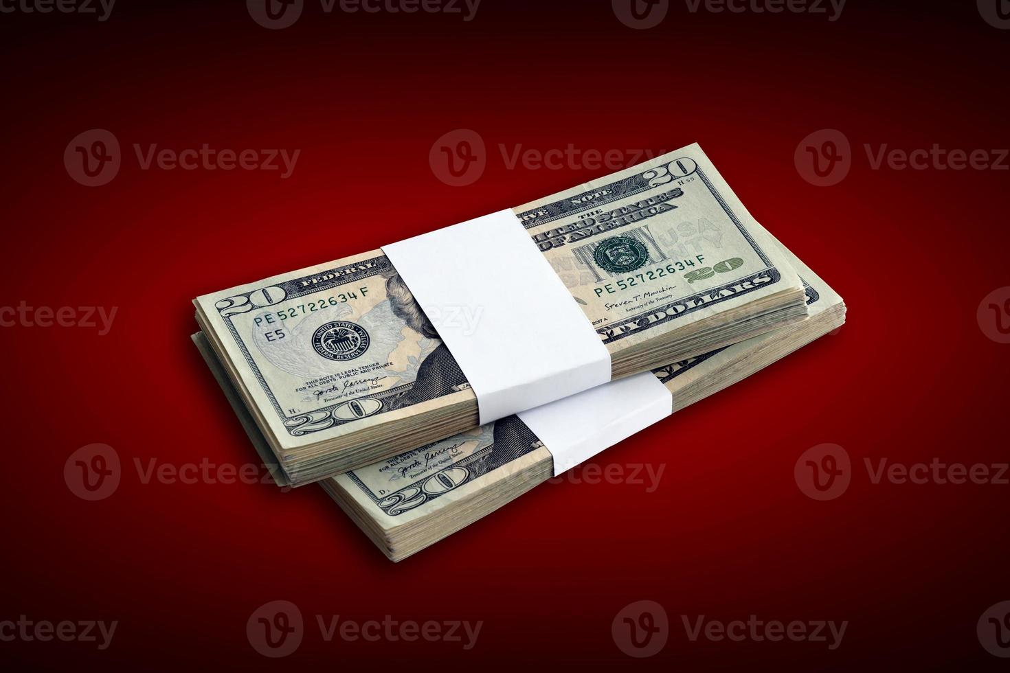 Bundle of US dollar bills isolated on white. Pack of american money with high resolution on perfect white background photo