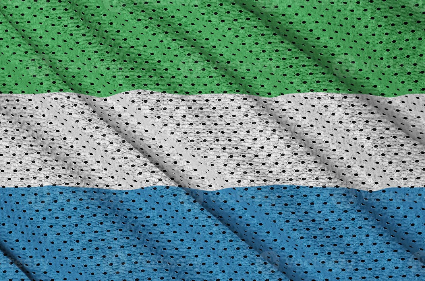 Sierra Leone flag printed on a polyester nylon sportswear mesh f photo