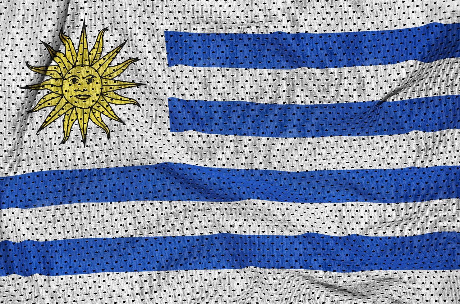 Uruguay flag printed on a polyester nylon sportswear mesh fabric photo