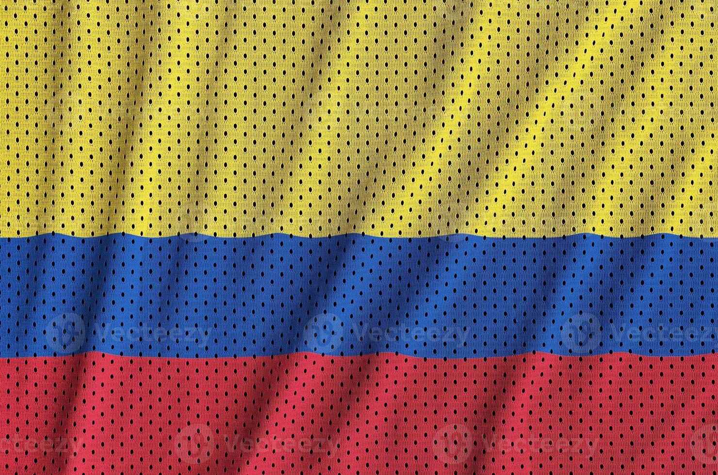 Colombia flag printed on a polyester nylon sportswear mesh fabri photo