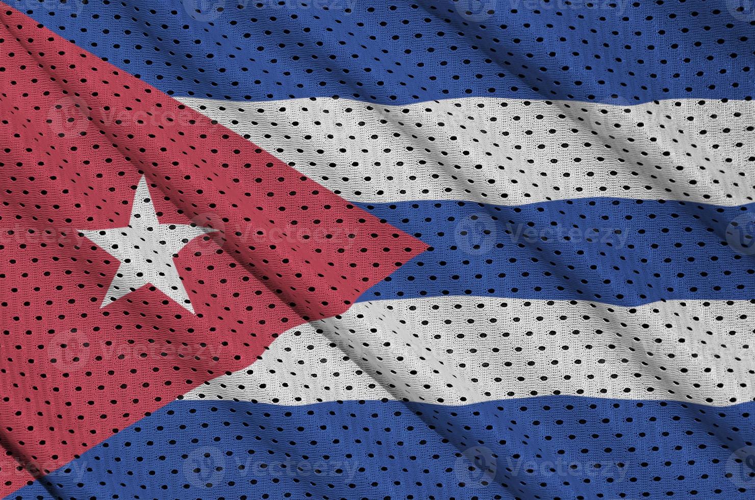 Cuba flag printed on a polyester nylon sportswear mesh fabric wi photo