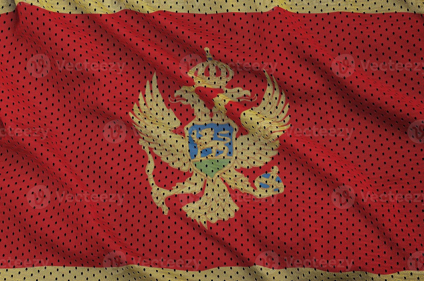 Montenegro flag printed on a polyester nylon sportswear mesh fab photo