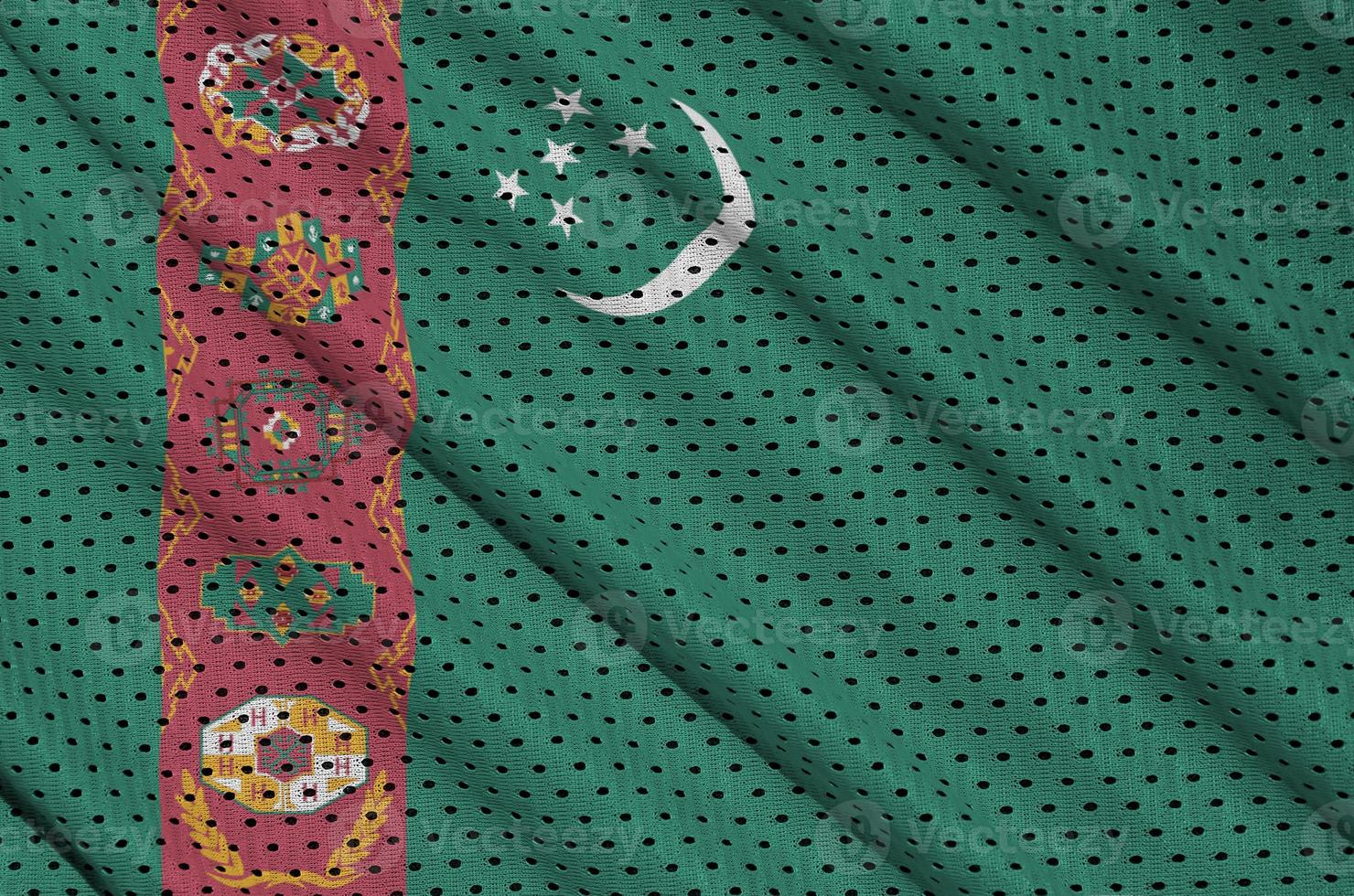 Turkmenistan flag printed on a polyester nylon sportswear mesh f photo
