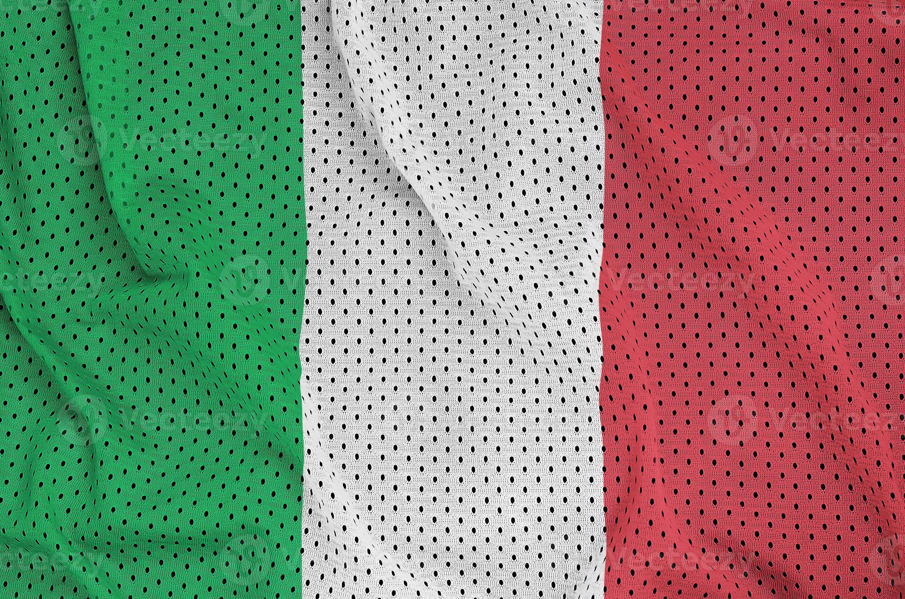 Italy flag printed on a polyester nylon sportswear mesh fabric w