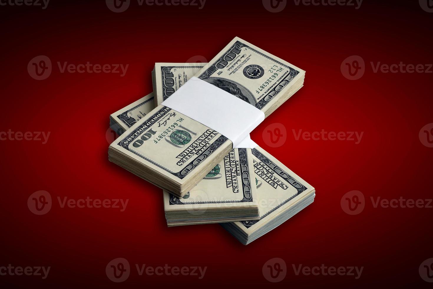 Bundle of US dollar bills isolated on white. Pack of american money with high resolution on perfect white background photo