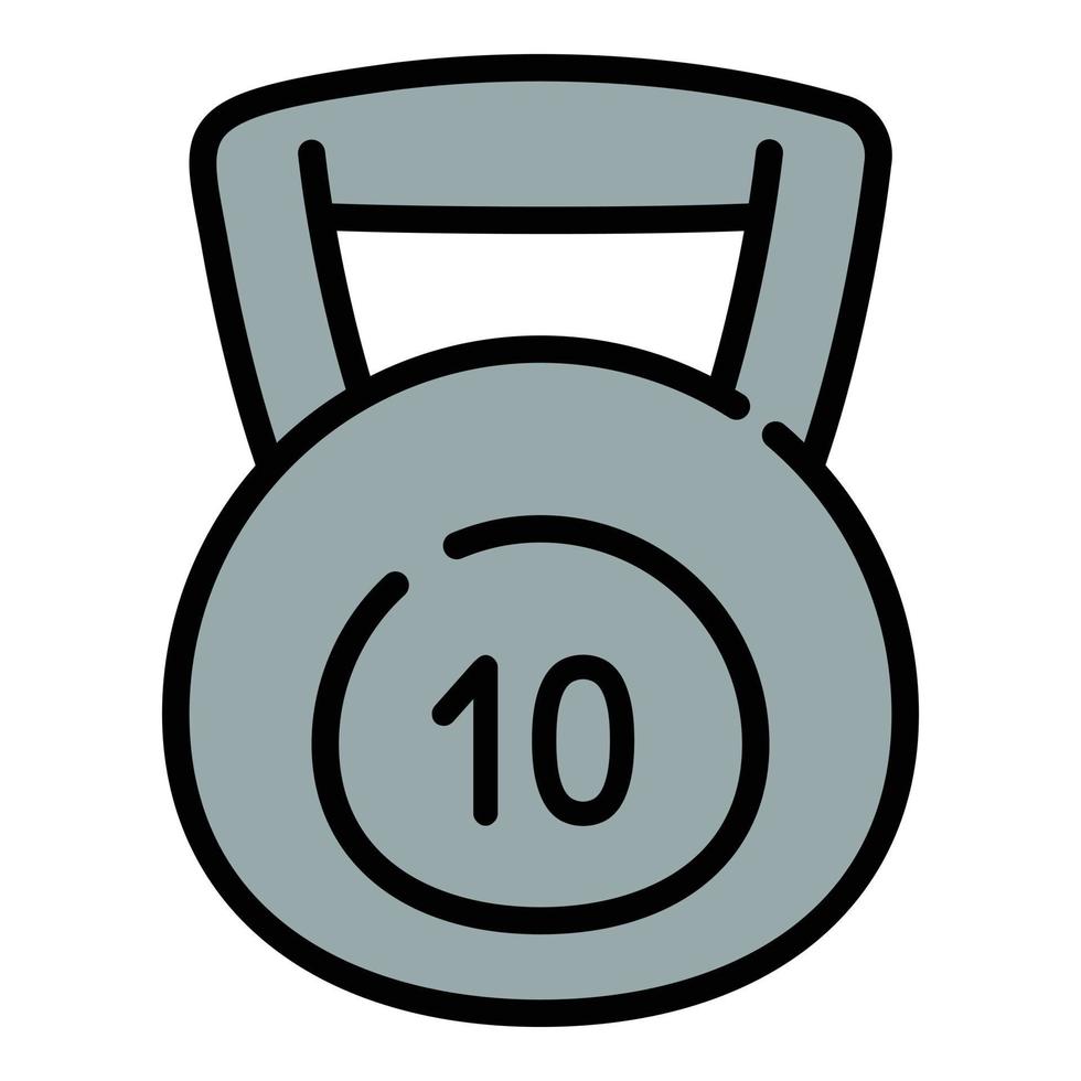 10 kg kettlebell icon, outline style vector