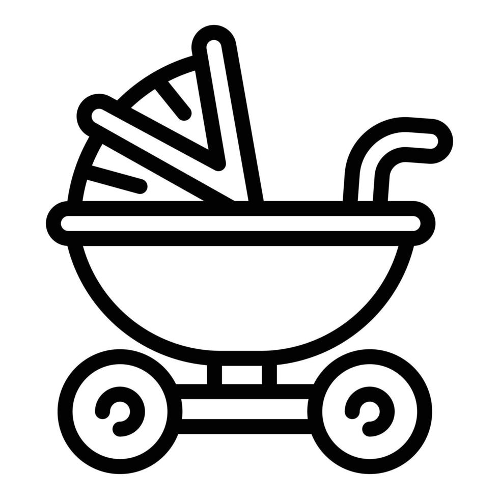 Pram icon, outline style vector