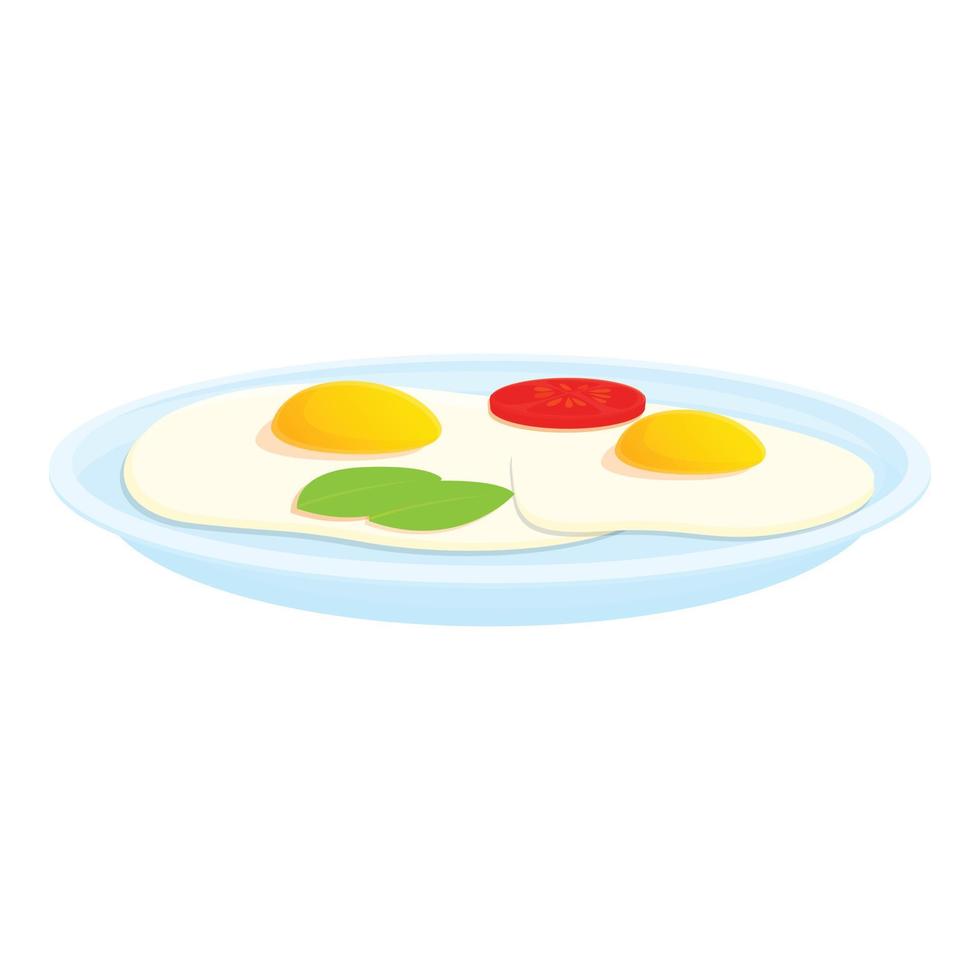 icono de desayuno huevos saludables, estilo de dibujos animados vector