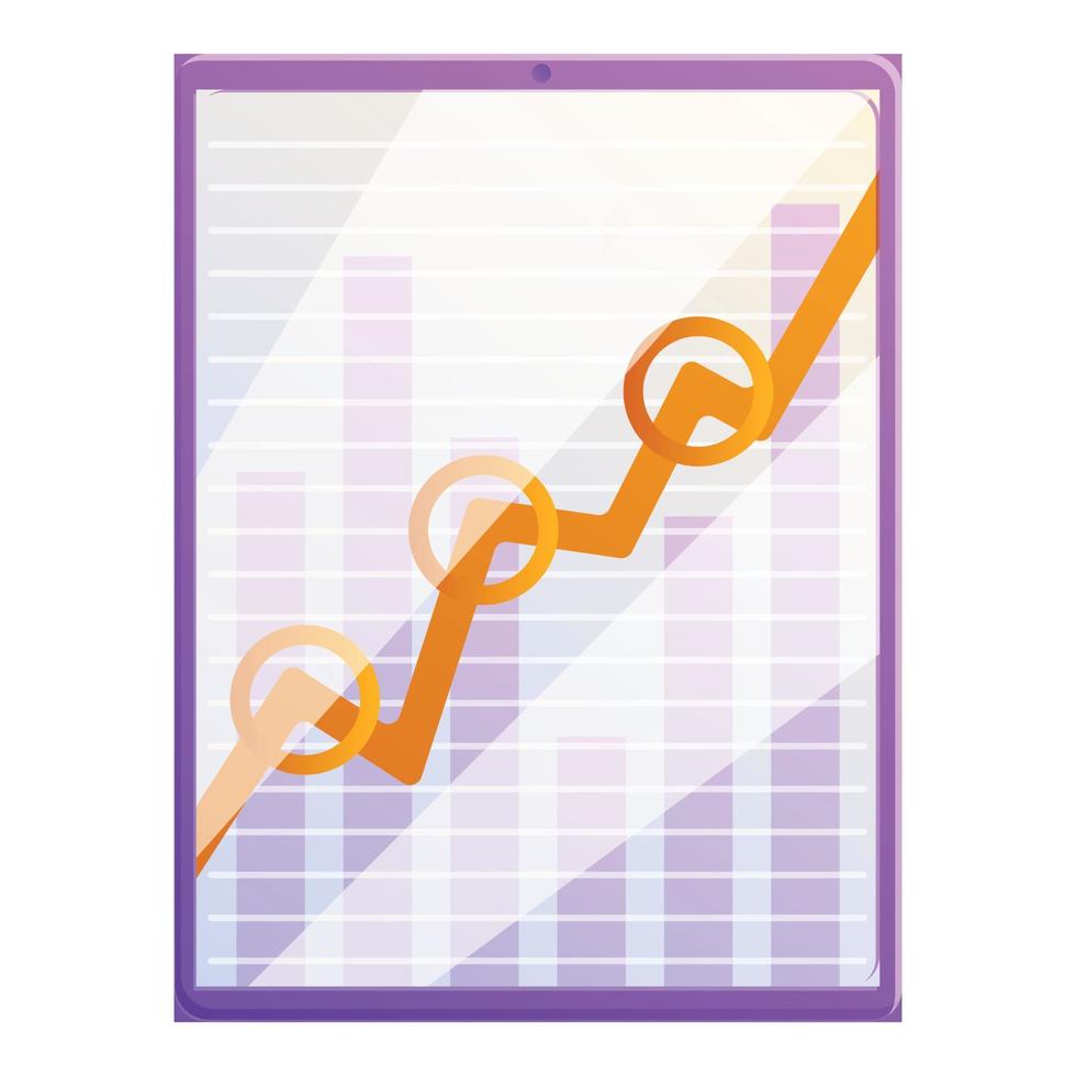 Tablet monetization graph icon, cartoon style vector