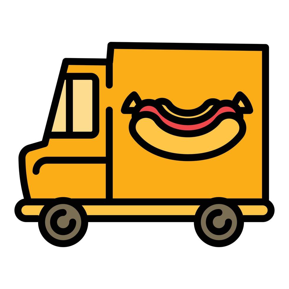 Hot dog street truck icon, outline style vector
