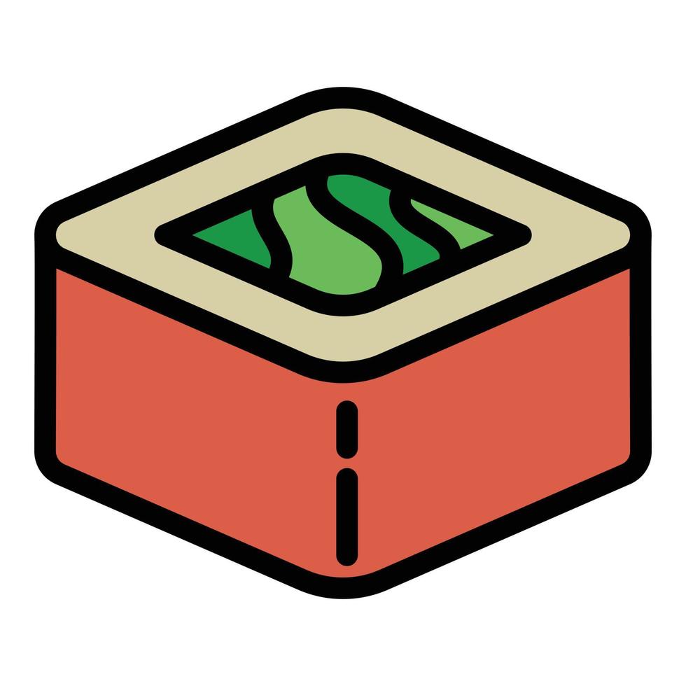 Red sushi roll icon, outline style vector