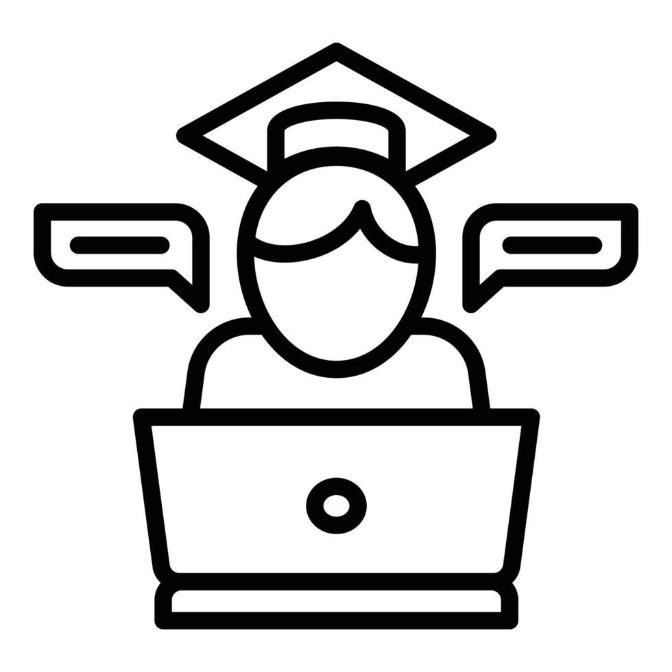 Boy webinar icon, outline style vector