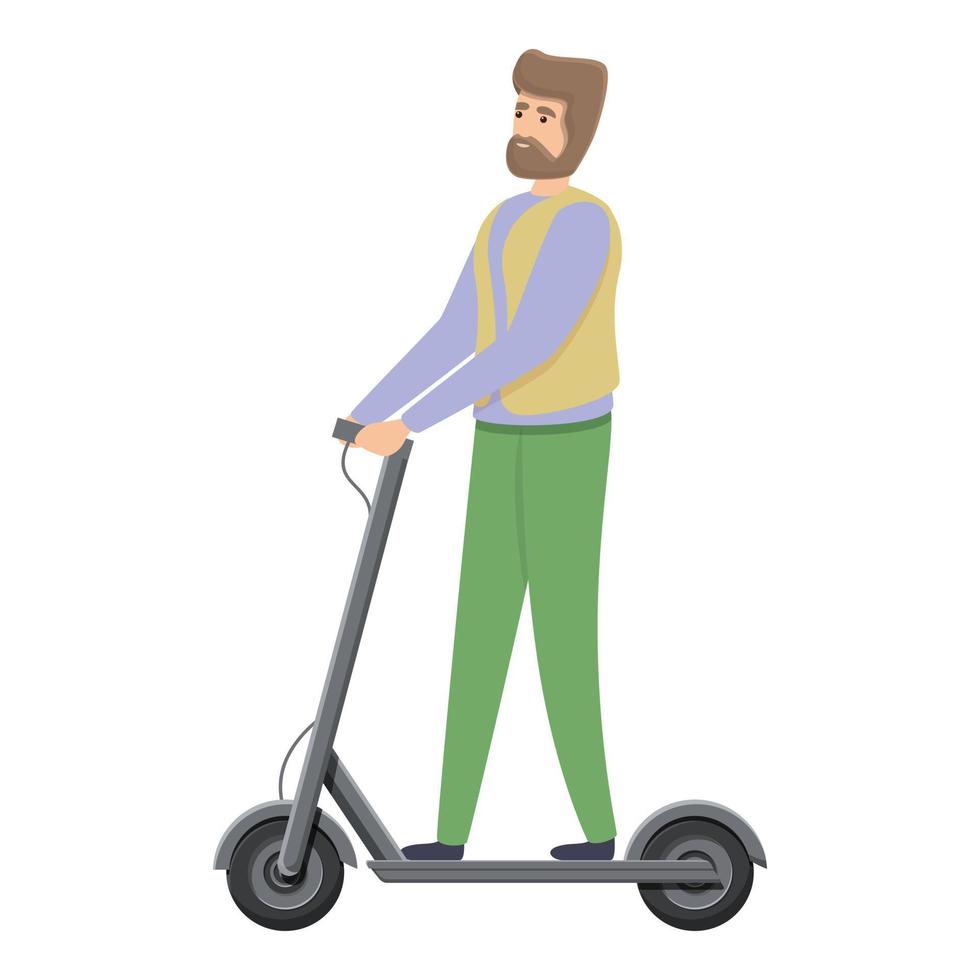 abuelo en icono de scooter eléctrico, estilo de dibujos animados vector