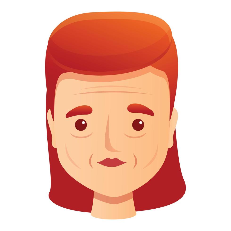 Lady age wrinkles icon, cartoon style vector