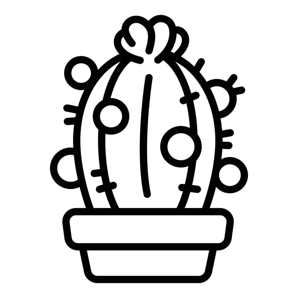 icono de maceta de cactus en casa, estilo de esquema vector