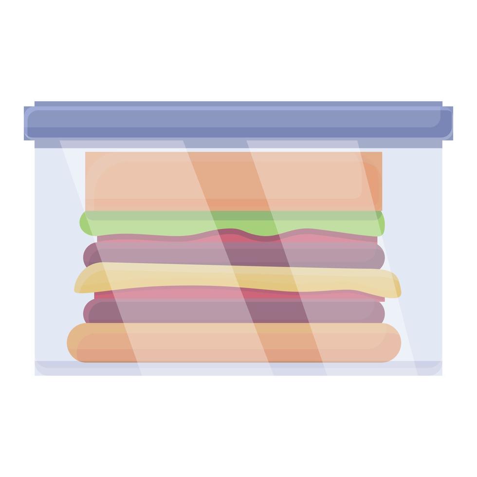 hamburguesa, en, fiambrera, icono, caricatura, estilo vector