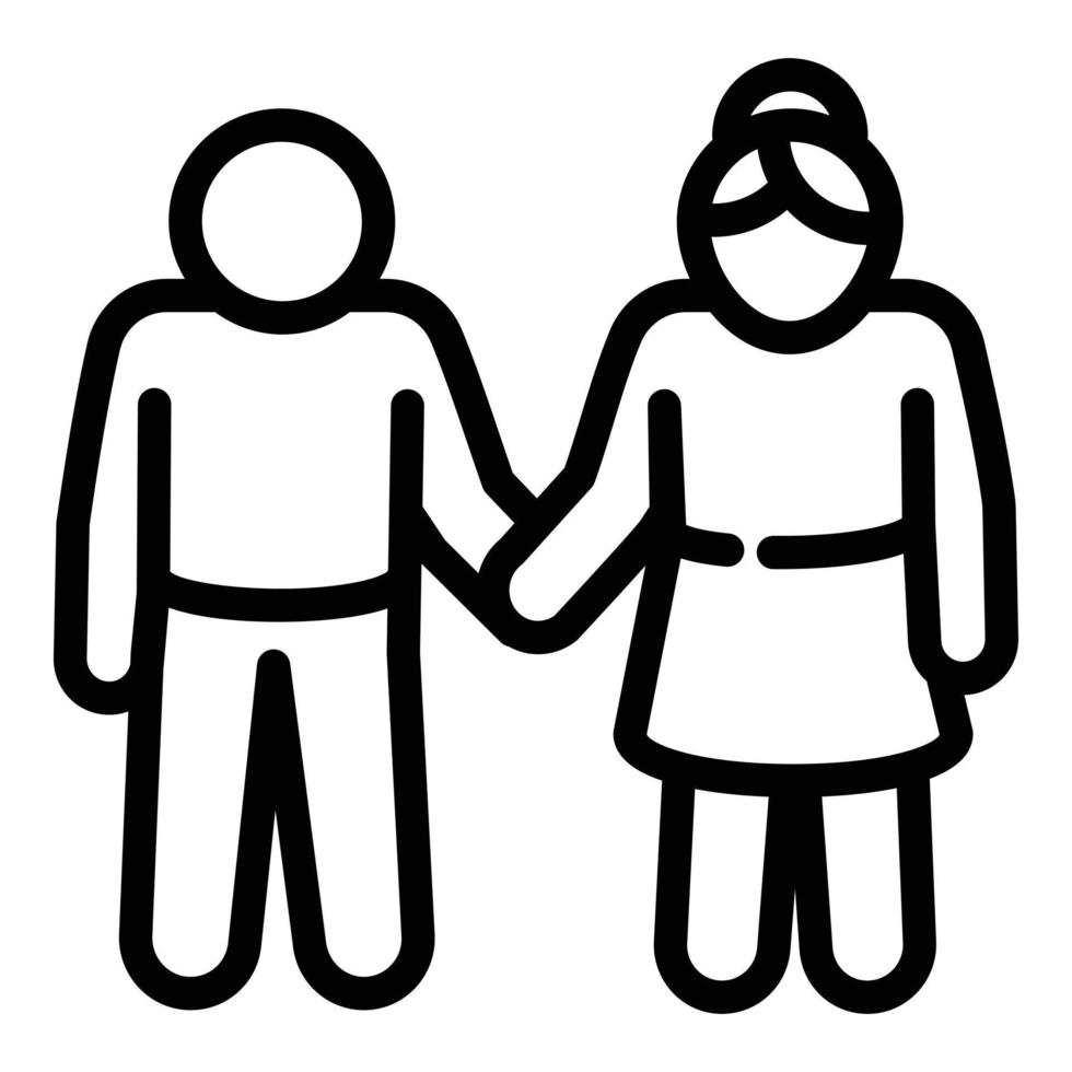 Senior couple icon, outline style vector