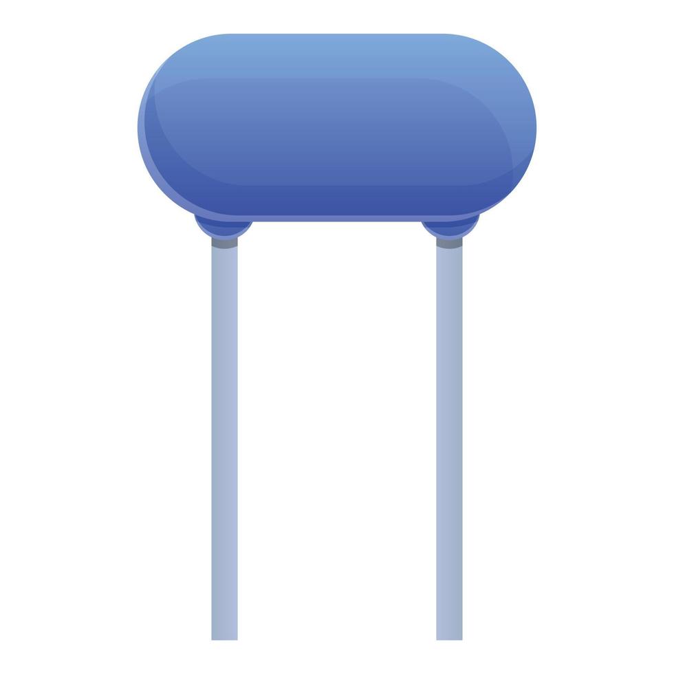 Blue capacitor icon, cartoon style vector