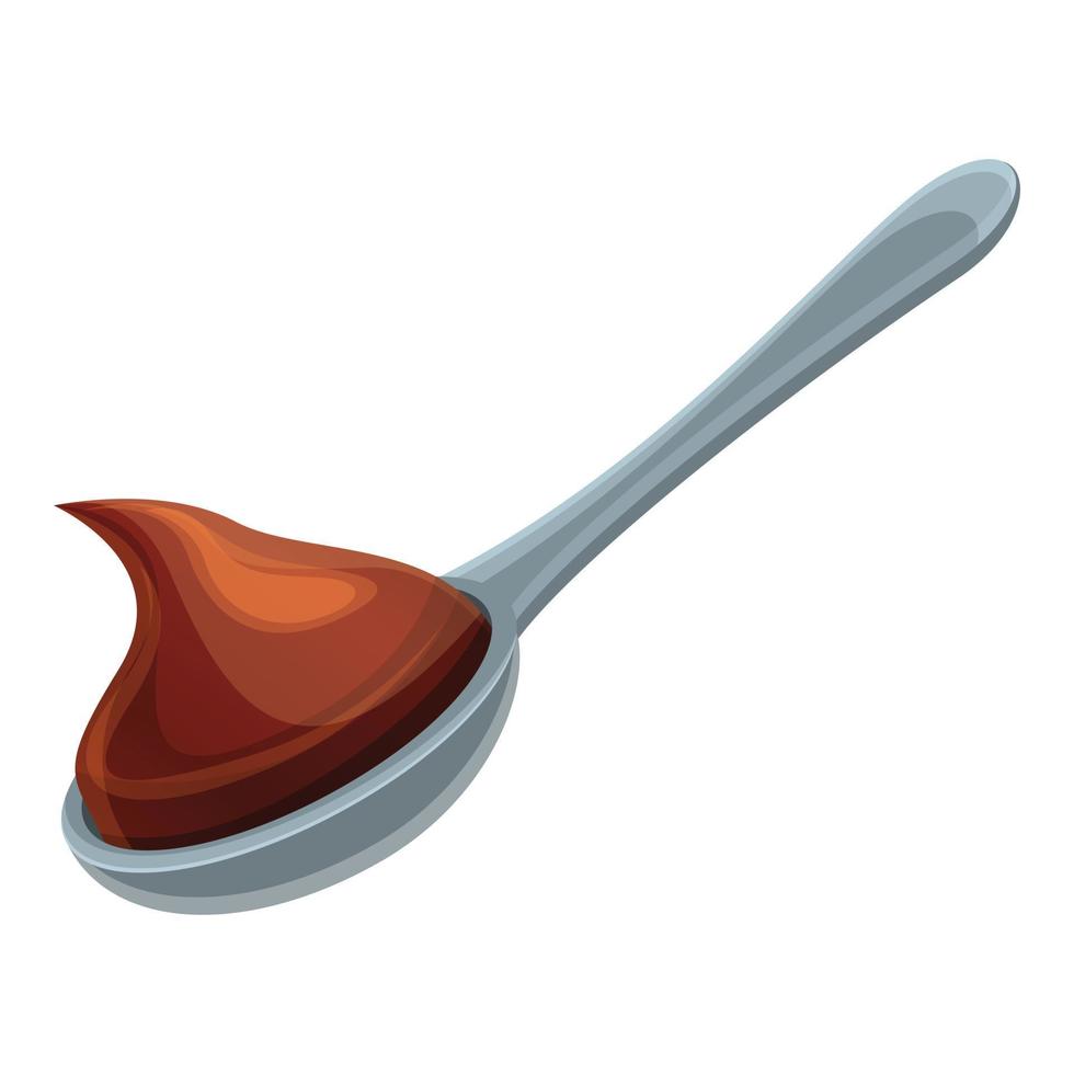 Full spoon chocolate paste icon, cartoon style vector