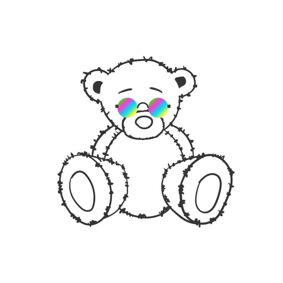 oso de moda. oso garabato. ilustración de estilo de moda. oso dibujado a mano con gafas de sol. ilustración vectorial vector