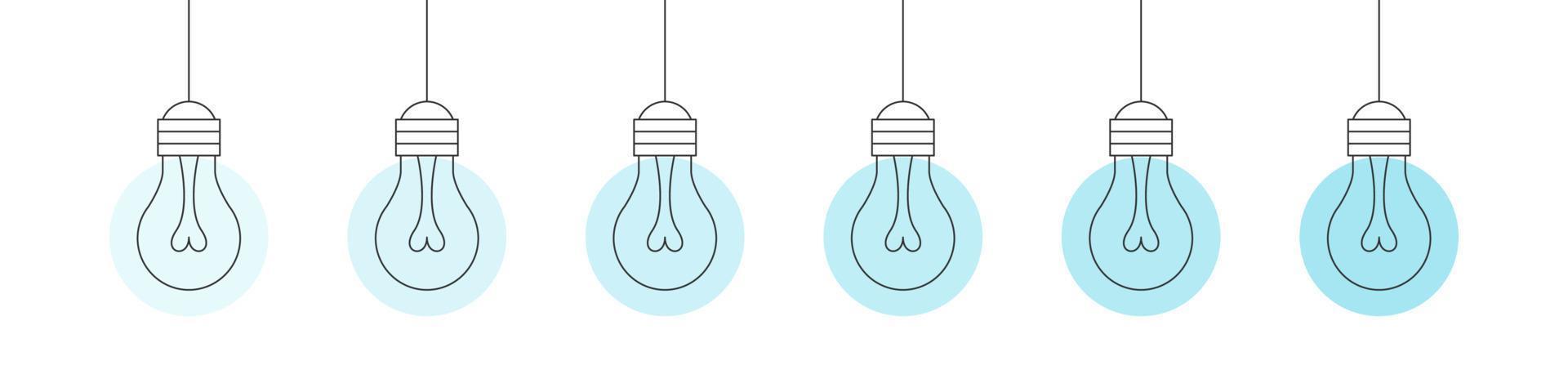 The light bulbs. Idea concept. Light bulbs icon with light blue glow. Ideas symbol illustration. Vector illustration