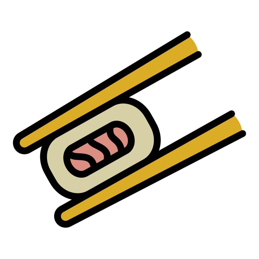 icono de palitos de bambú de rollo de sushi, estilo de esquema vector