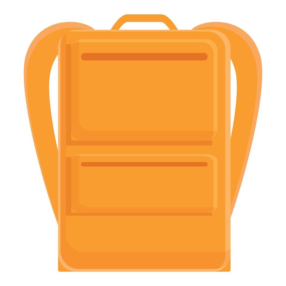 icono de mochila portátil naranja, estilo de dibujos animados vector