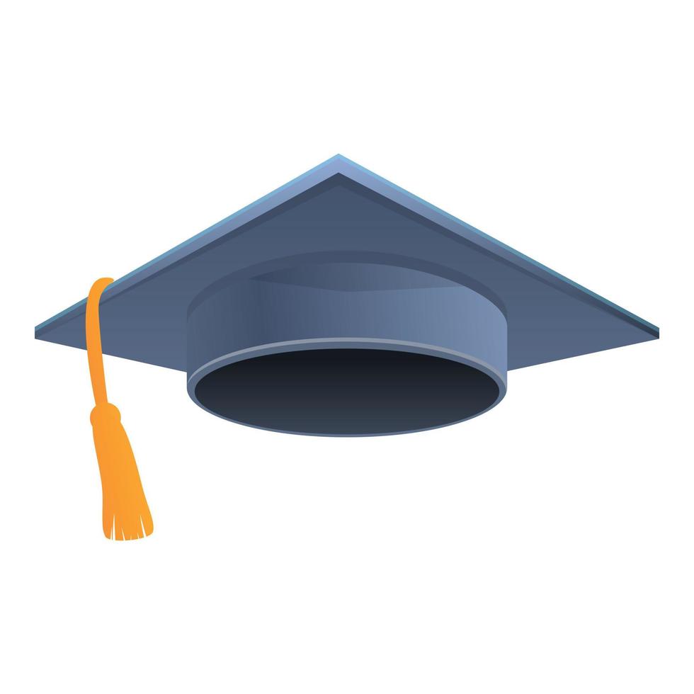 Achievement graduation hat icon, cartoon style vector