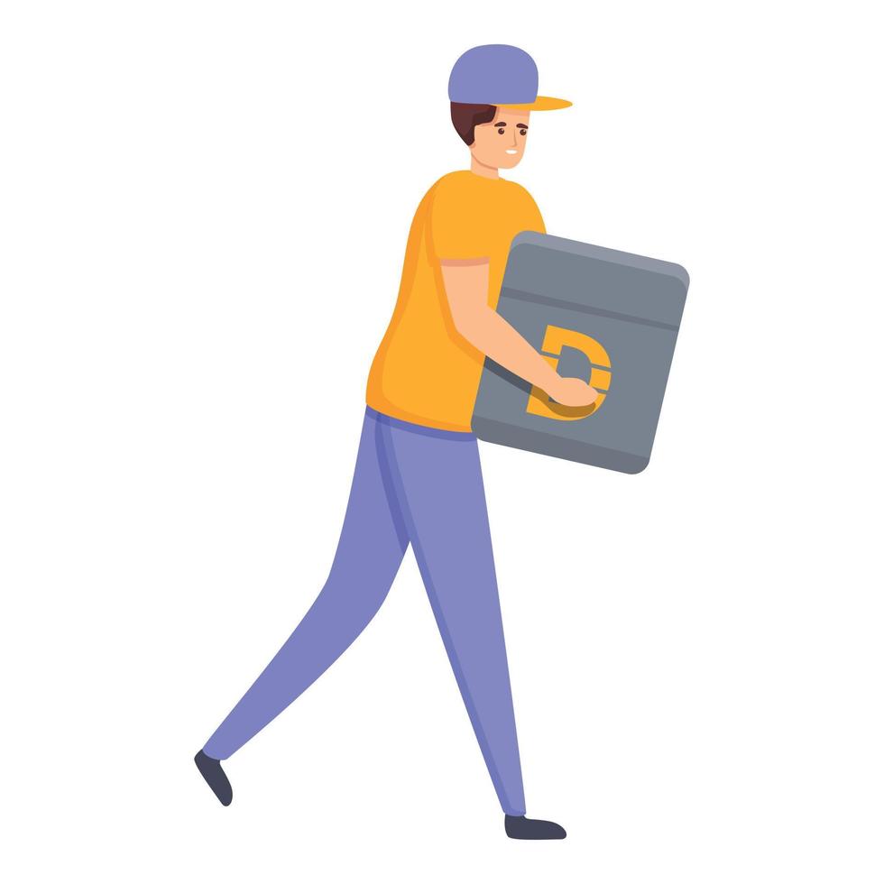Courier home delivery icon, cartoon style vector