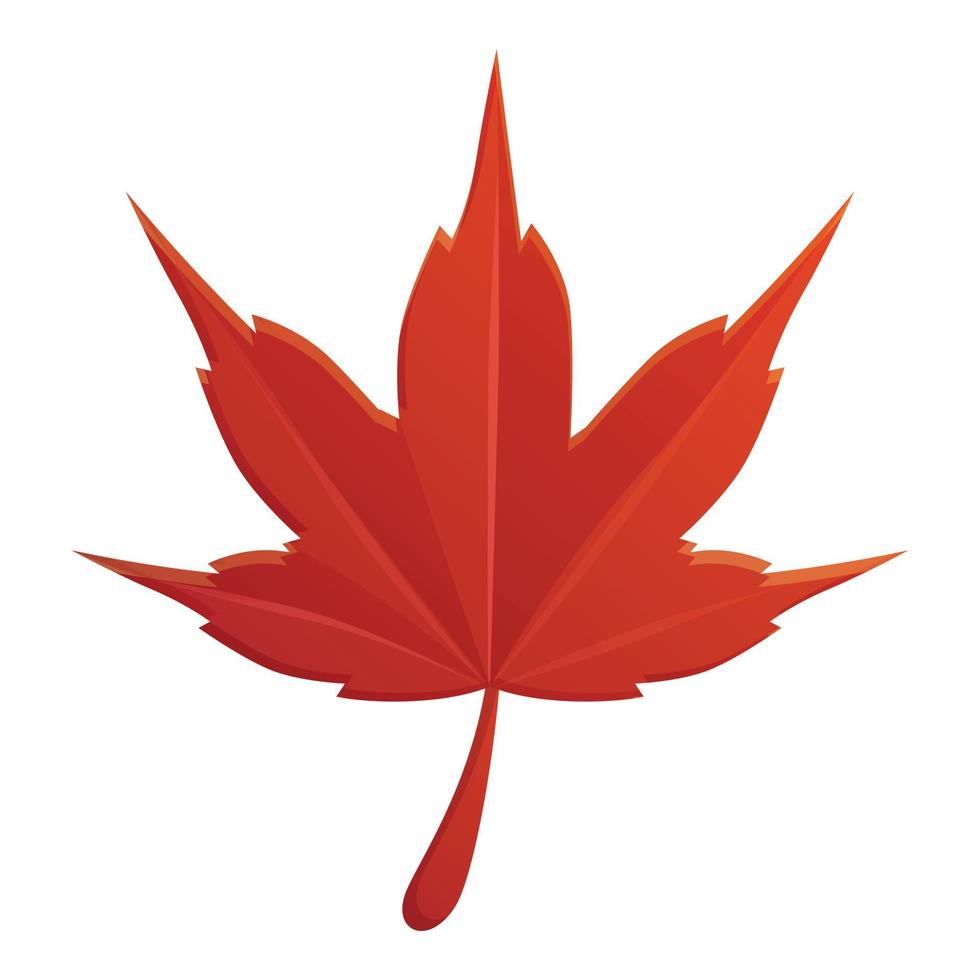 Red autumn leaf icon, cartoon style vector