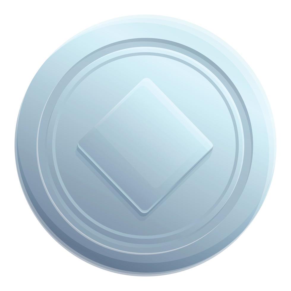 Money silver token icon, cartoon style vector