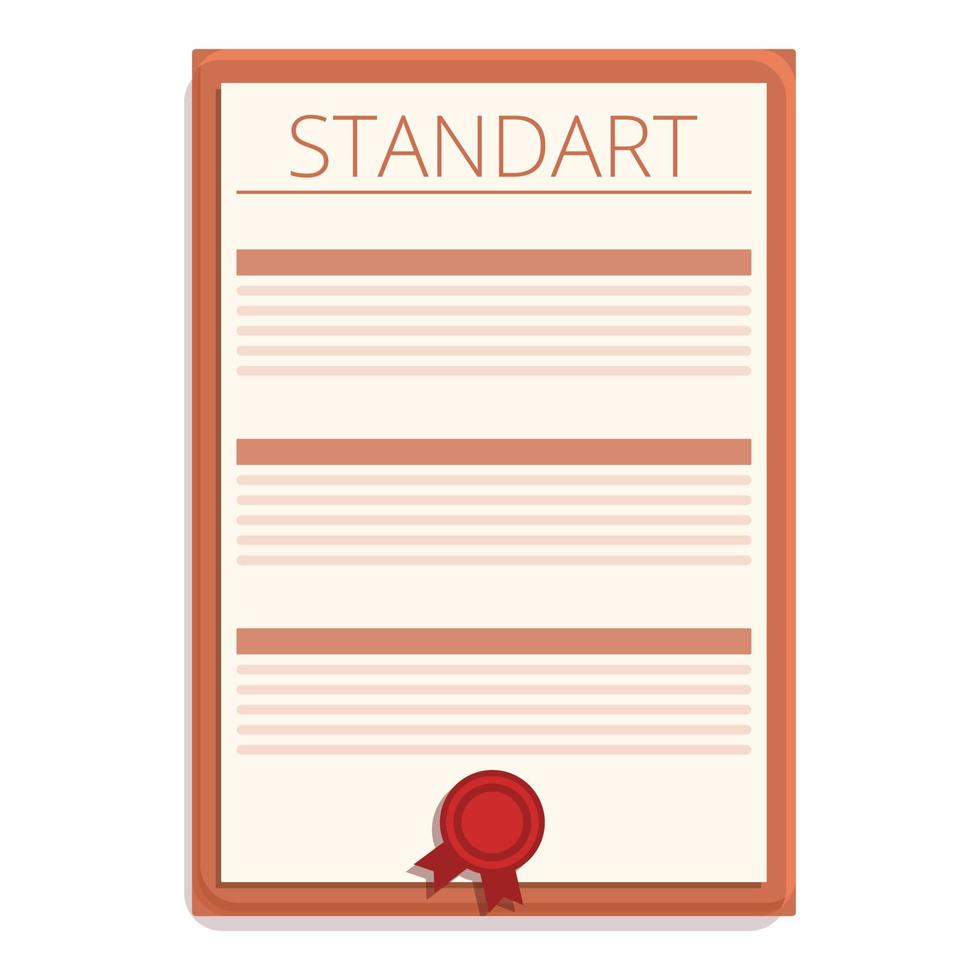 Certificate standard icon, cartoon style vector