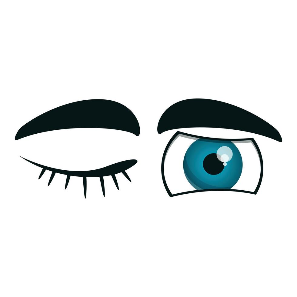 Winking eyes icon, cartoon style vector