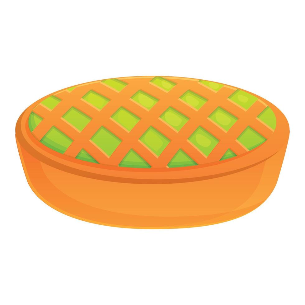 Autumn apple pie icon, cartoon style vector