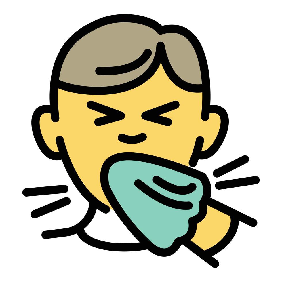 Flu kid icon, outline style vector