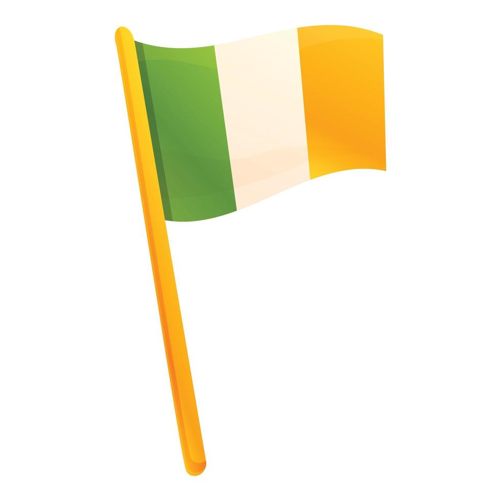 Irish flag icon, cartoon style vector