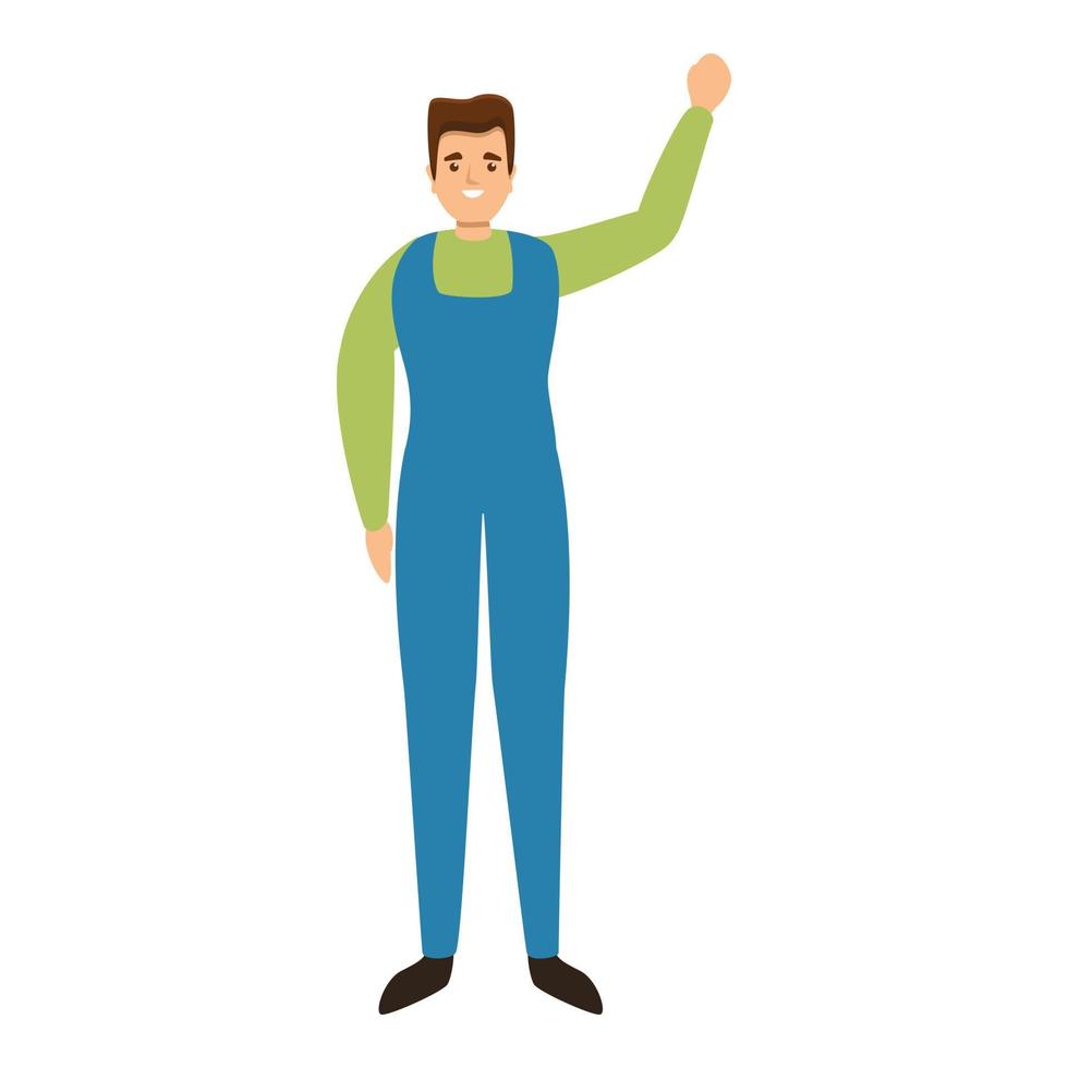 Cheerful auto mechanic icon, cartoon style vector