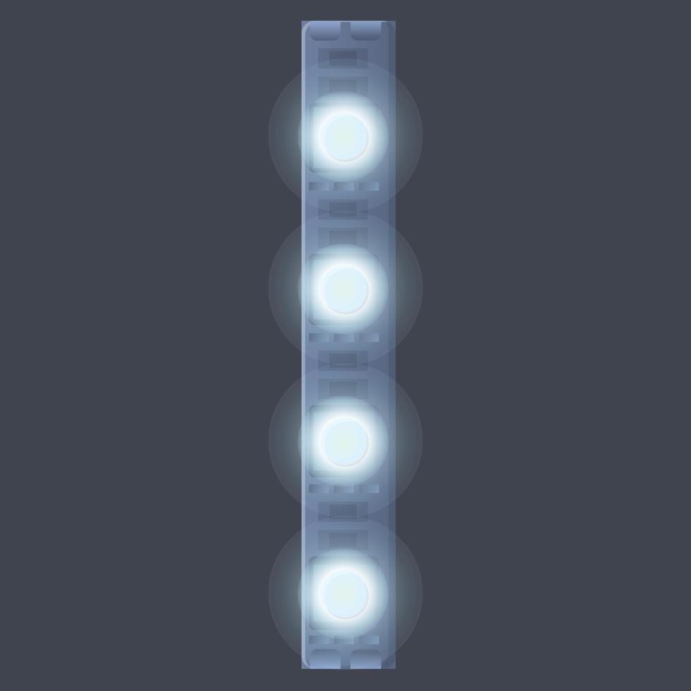 Icono de tira de luces LED de diodo, estilo de dibujos animados vector