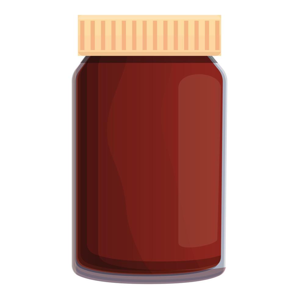 Full jar chocolate paste icon, cartoon style vector