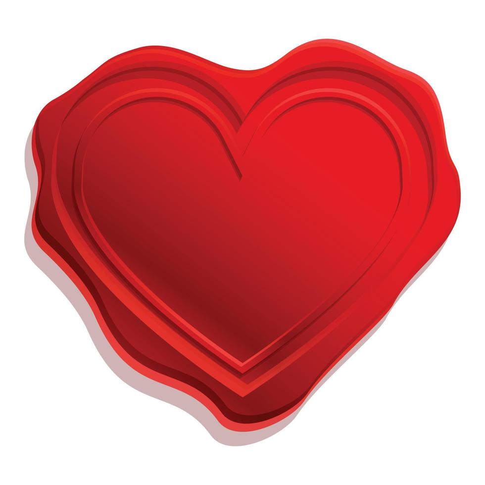 Heart wax seal icon, cartoon style vector