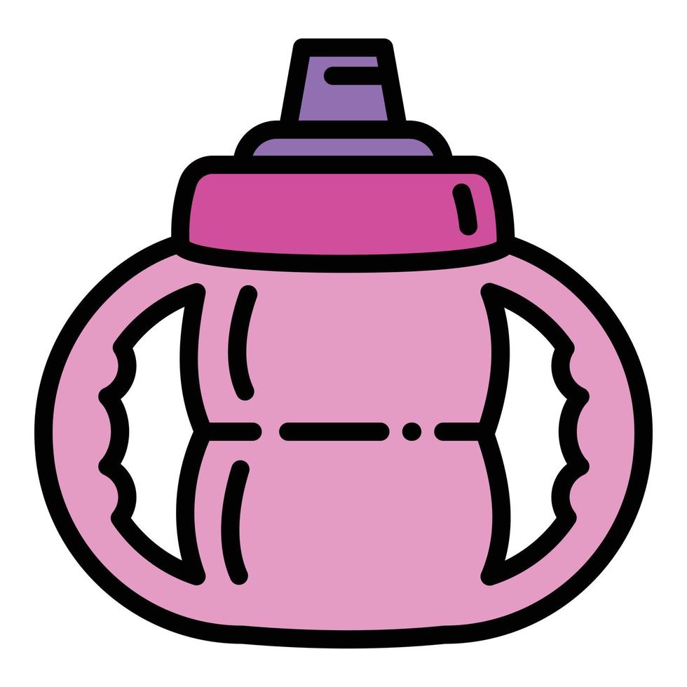 Sippy cup bottle icon, outline style vector