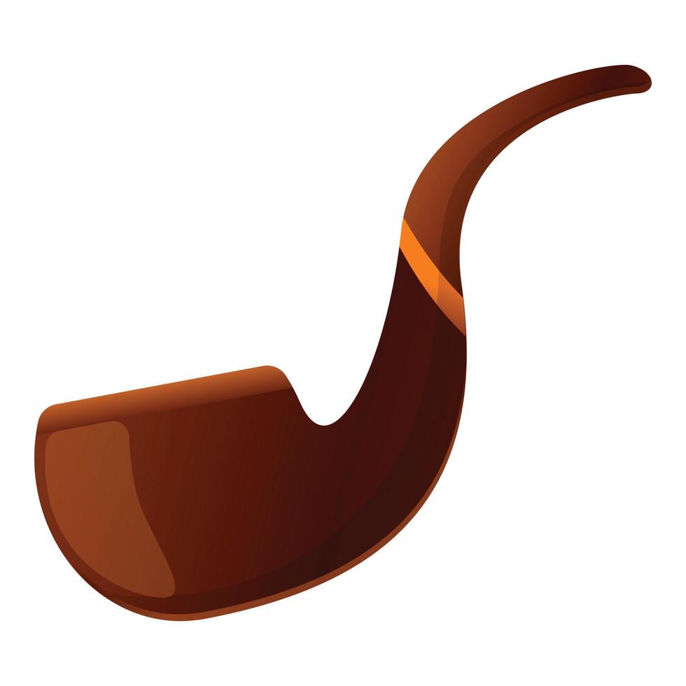 Wooden smoking pipe icon, cartoon style vector