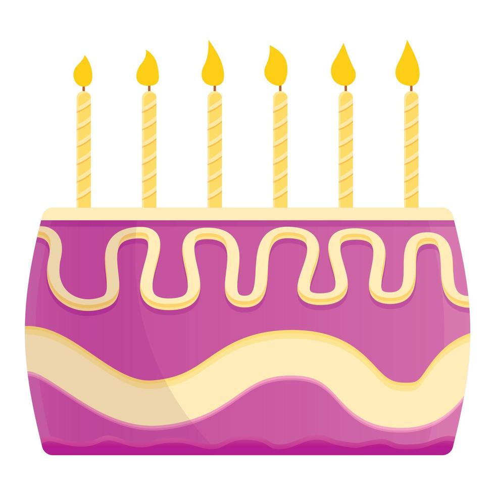 Girl birthday cake icon, cartoon style vector