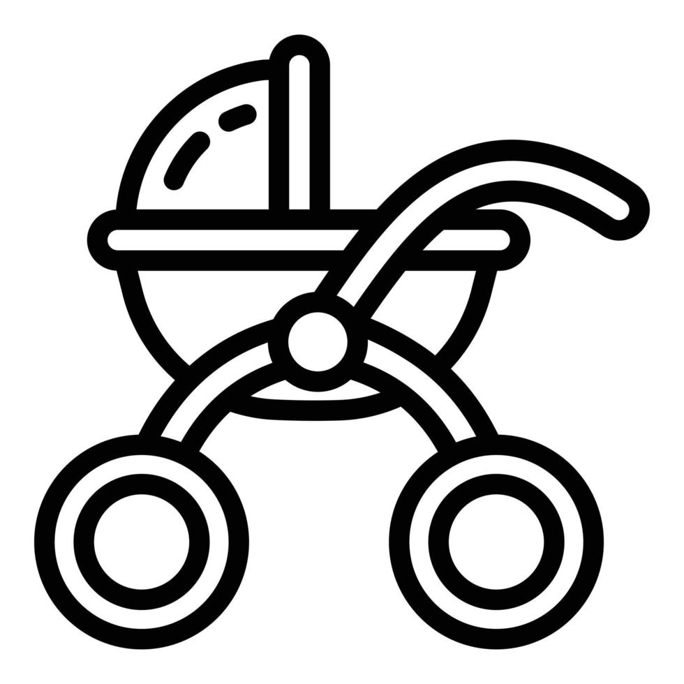 Baby pram icon, outline style vector