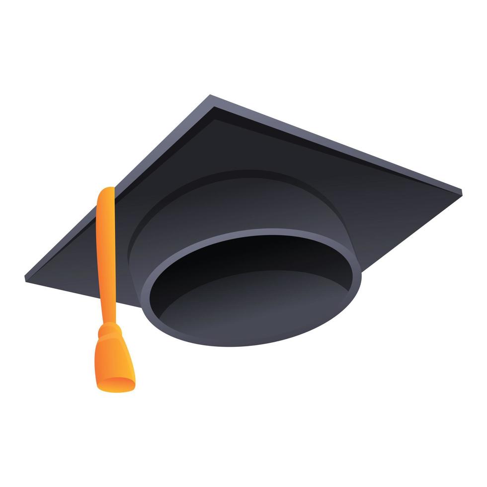 School graduation hat icon, cartoon style vector