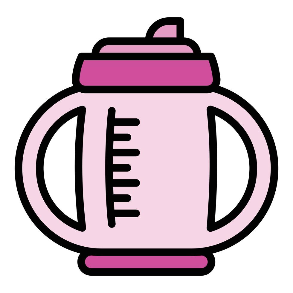 icono de taza de sippy de taza, estilo de esquema vector