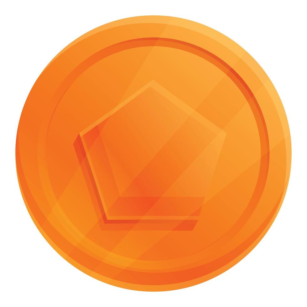 Brown game token icon, cartoon style vector