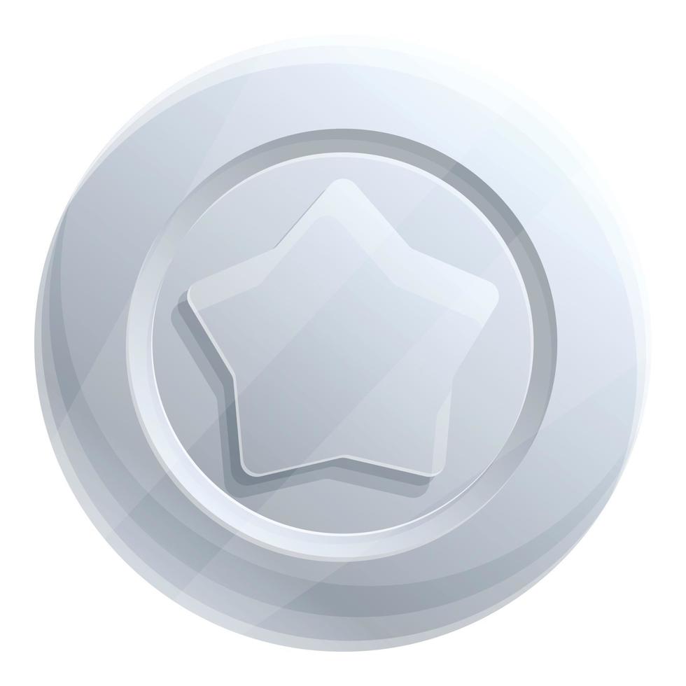 Star silver token icon, cartoon style vector