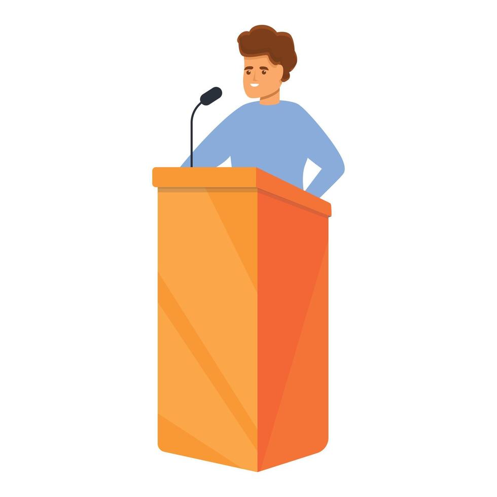 Agitation speaker icon, cartoon style vector