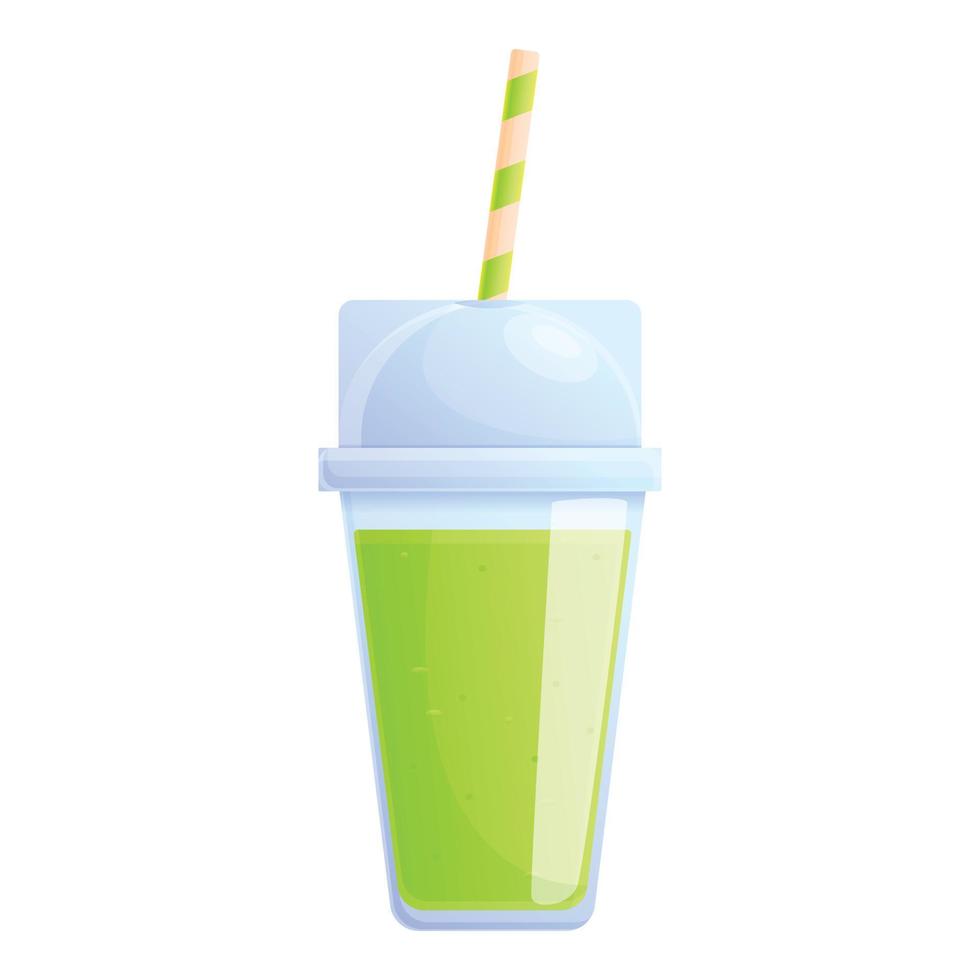 Green smoothie juice icon, cartoon style vector
